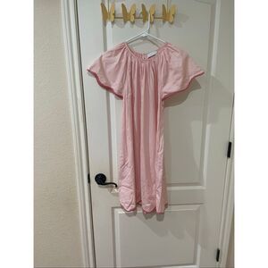Lake Light Pink Patio Pajama Dress Flutter-Sleeve Nightgown Size- M